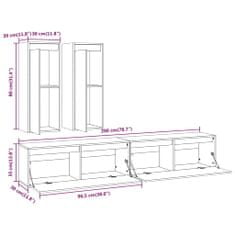 Vidaxl TV skrinky 4 ks sivé masívna borovica