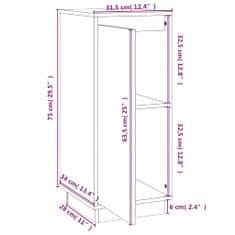 Vidaxl Skrinky, 2 ks, sivé, 31,5 x 34 x 75 cm, masívne borovicové drevo