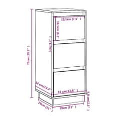 Petromila vidaXL Komody 2 ks biele 32x34x75 cm borovicový masív