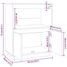 Vidaxl Komoda biela 60x34x75 cm borovicový masív