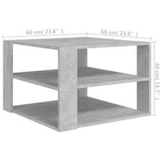 Vidaxl Konferenčný stolík betónovo-sivý 60x60x40 cm drevotrieska