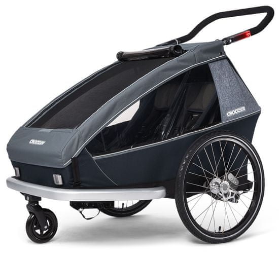 Croozer Vozík za bicykel KID FOR 2 PLUS Vaaya 2v1 Graphite Blue 2020