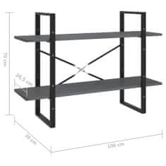 Vidaxl Knižnica s 2 policami sivá 100x30x70 cm masívna borovica