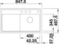 BLANCO ZENAR 45S-F 526040 drez s odkvapom, drez vľavo čierna drez do roviny - Blanco