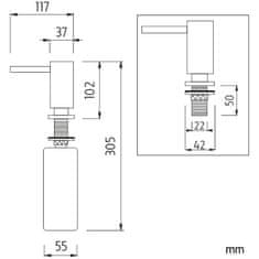 NIMCO Séria 7000 UN 7031V-26 Vstavaný dávkovač, priemer. masívne pumpy 37 mm chróm - Nimco