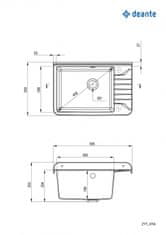 Deante ZYT_211A Záhradný drez s odkvapom 501x341x184, grafit - Deante