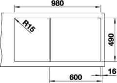 BLANCO ZENAR XL 6 S DGP 524052 drez s odkvapom, drez vpravo antracit drez vstavaný - Blanco