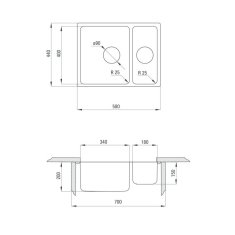 Deante DEANTE EGERIA ZPE_050C Jednodrez s vaničkou 570x440x200, nerez satén, vstavaný - Deante