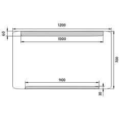 NIMCO Séria 22000 ZP 22006 LED zrkadlo 1200x700 rám hliníkový - Nimco