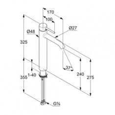 Kludi KLUDI BOZZ jednopáková umývadlová batéria, výška 240 mm 382860576 - Kludi