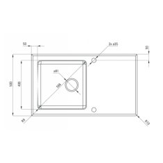 Deante DEANTE PALLAS ZSP_0W2C Jednodrez s odkvapom 860x500x200 Hybrid, nerez-sklo - Deante