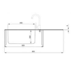 Deante DEANTE PALLAS ZSP_0W2C Jednodrez s odkvapom 860x500x200 Hybrid, nerez-sklo - Deante