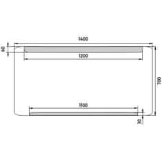 NIMCO Séria 22000 ZP 22008 LED zrkadlo 1400x700 rám hliníkový - Nimco