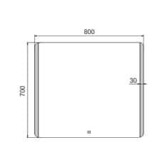 NIMCO Séria 17000 ZP 17003V LED zrkadlo 800x700 s dotykovým senzorom rám hliníkový - Nimco