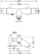 Mexen KAI vaňová batéria-termostatická, biela 77300-20 - MEXEN