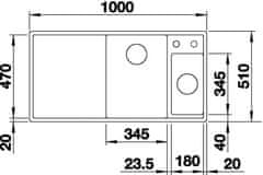 BLANCO AXIA III 6 S 523462 drez s odkvapom, drez vpravo antracit drez vstavaný - Blanco
