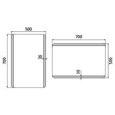 NIMCO Séria 17000 ZP 17001 LED zrkadlo 500x700 rám hliníkový - Nimco