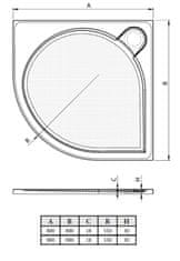 futuREtro LARA - vanička liaty mramor, štvrťkruh 800x800x30 mm, R550, bez nožičiek, VANKCCTVRT80 - FutuRetro