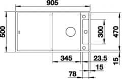 BLANCO AXIA III 5 SF 523225 drez s odkvapom, obojstranný antracit drez do roviny - Blanco