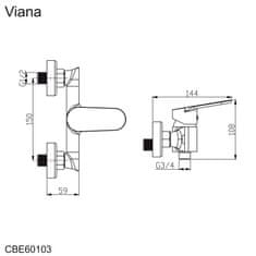 Mereo Viana sprchová batéria nástenná 150 mm bez príslušenstva M-CBE60103 - Mereo