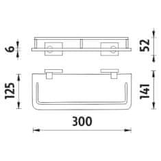 NIMCO Keira KE 22091AX-30-26 Polica s ohrádkou, 30 cm chróm - Nimco