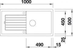 BLANCO ZIA XL 6 S 517558 drez s odkvapom, obojstranný antracit drez vstavaný - Blanco