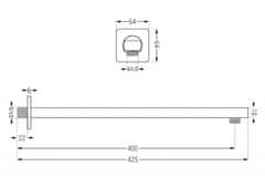 Mexen Sprchové rameno 30x18 mm, 40 cm chróm 79112-00 - MEXEN