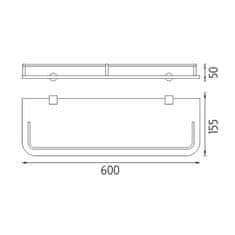 NIMCO Bormo BR 11091AX-60-26 Polica s ohrádkou, 60 cm chróm - Nimco