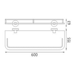 NIMCO Unix UN 13091AX-60-26 Polica s ohrádkou, 60 cm chróm - Nimco