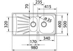 Teka TEKA STARBRIGHT Nerezový drez 1 1/2B 1D (A01015) 115150003 - Teka