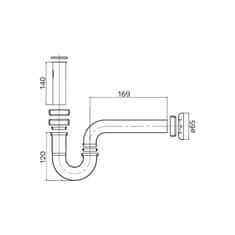 Mereo Umývadlový sifón okrúhly U, 5/4" x priemer 32 mm, celokovový, chrómovaný M-CH14 - Mereo