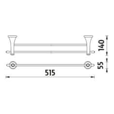 NIMCO Lada LA 19046D-65 Držiak na uteráky dvojitý, 52 cm staromosadz - Nimco