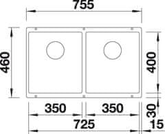 BLANCO SUBLINE 350/350-U 523574 dvojdrez antracit drez pod dosku - Blanco