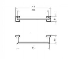 NOVASERVIS Držiak uterákov 300 mm Metalia 12 chróm 0226,0 - Novaservis