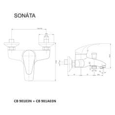 Mereo Sonáta vaňová batéria nástenná 150 mm bez príslušenstva M-CB90103N - Mereo