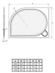 futuREtro LARA - vanička liaty mramor, štvrťkruh 1200x800x30 mm, ľavé, bez nôh , VANKCCTVRT1280L - FutuRetro