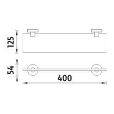 NIMCO Unix UNM 13091B-40-10 Polica, 40 cm brúsená nerez - Nimco