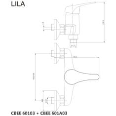 Mereo Lila sprchová súprava s horným vývodom vr. sprchové batérie 150mm M-CBEE609 - Mereo