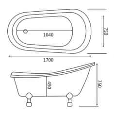 Mexen Mexen RETRO Vaňa voľne stojaca 170cm 53251707500 - MEXEN