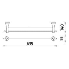 NIMCO Lada LA 19061D-80 Držiak na uteráky dvojitý, 64 cm staromeď - Nimco