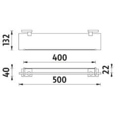 NIMCO Keira KE 22091BX-50-26 Polica s ohrádkou, 50 cm chróm - Nimco