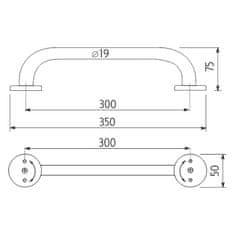 NIMCO Madlo BM 3035-18 Madlo 300x19 mm leštená nerez oceľ - Nimco