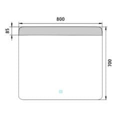 NIMCO Séria 23000 ZP 23003V LED zrkadlo 800x700 s dotykovým senzorom rám hliníkový - Nimco