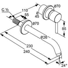 Kludi KLUDI BOZZ umývadlová nástenná s vyložením 230 mm 382450576 - Kludi