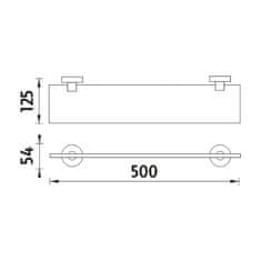 NIMCO Unix UNM 13091B-50-10 Polica, 50 cm brúsená nerez - Nimco