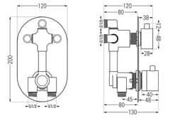 Mexen KAI spr./vaňová batéria-termostatická, biela 77602-20 - MEXEN