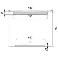 NIMCO Séria 22000 ZP 22019V LED zrkadlo 900x700 s dotykovým senzorom rám hliníkový - Nimco