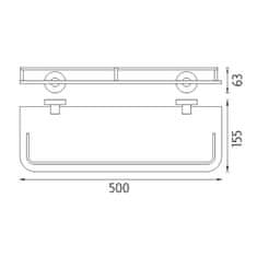 NIMCO Unix UN 13091AX-50-26 Polica s ohrádkou, 50 cm chróm - Nimco