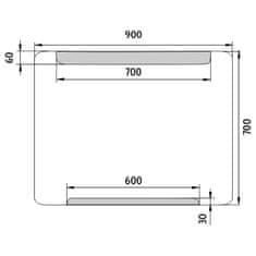 NIMCO Séria 22000 ZP 22019 LED zrkadlo 900x700 rám hliníkový - Nimco