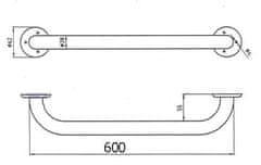 NOVASERVIS Madlo rovné s krytkami 600 mm biele R6660,11 - Novaservis